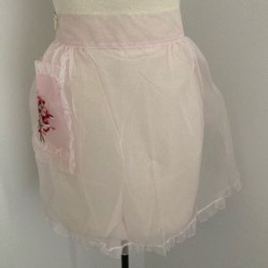 Vintage pink sheer ruffle apron with original tags